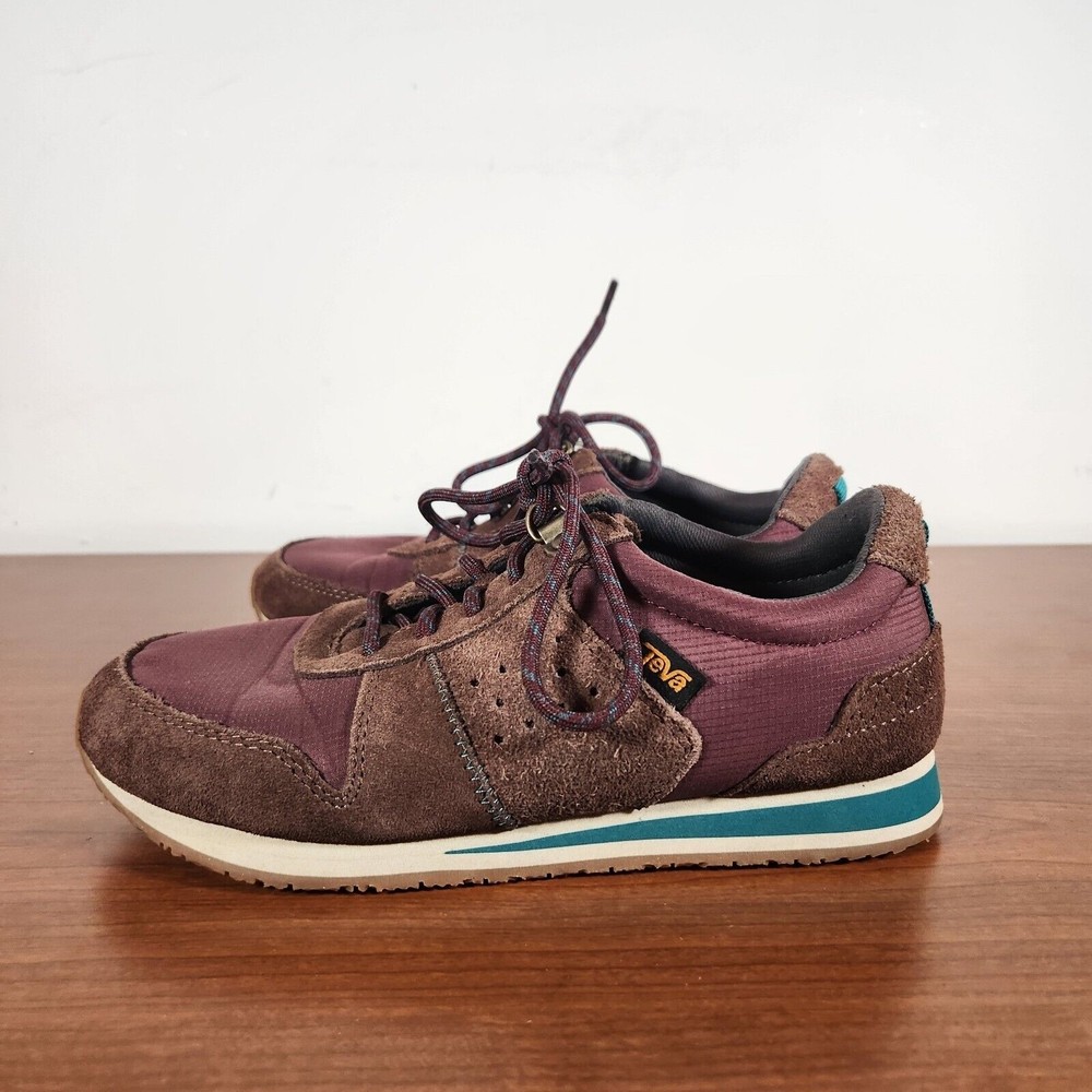 Teva Women's Size 7 Highside 84 Shoes Deep Taupe Maroon Leather Sneakers